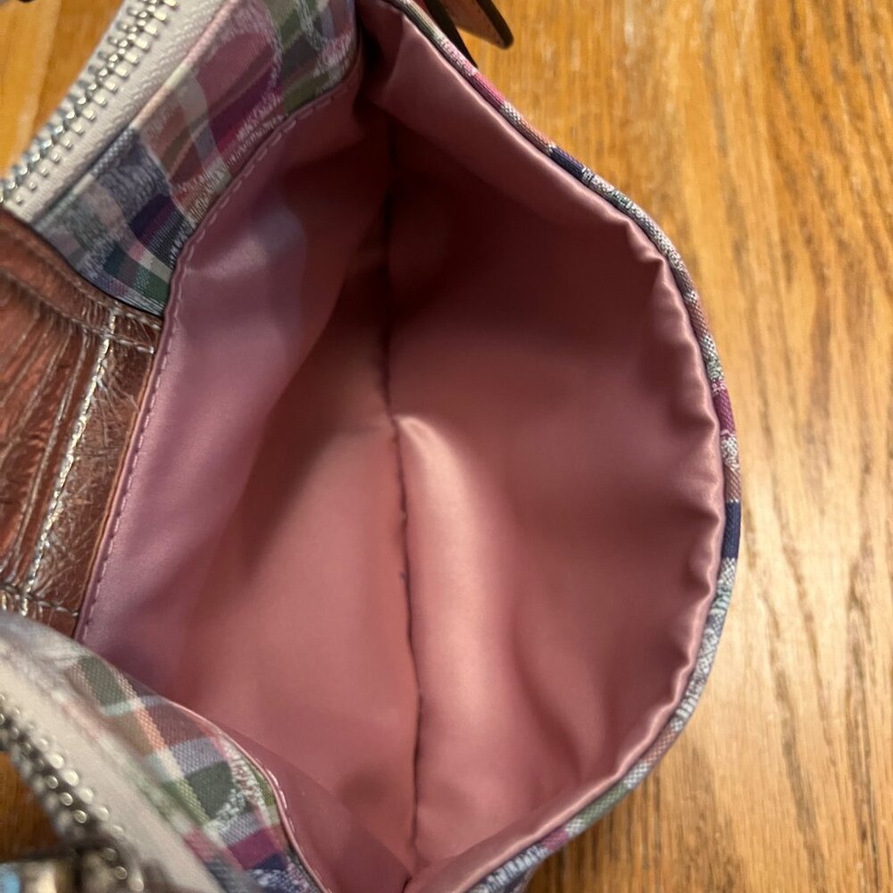 Coach Pink Poppy Madras Crossbody Bag. Multicolor - Picture 5 of 6